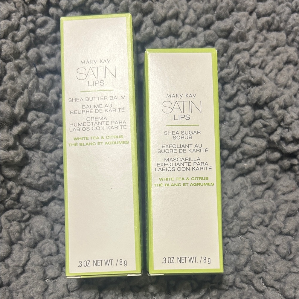 Mary Kay Satin Lips Shea Butter Balm and Sugar Scrub - White and Lime